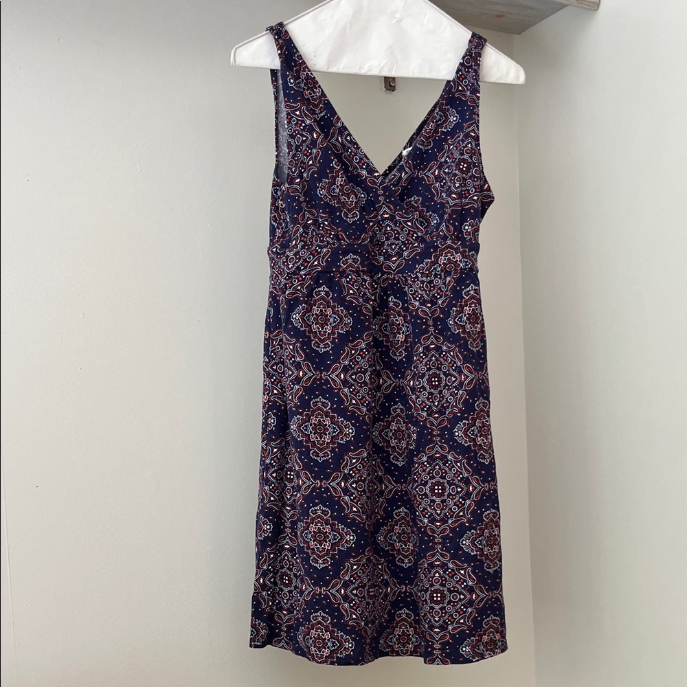 Old Navy Blue and Red Geometric Midi Dress